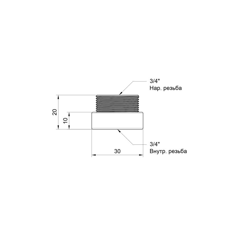 Подовжувач Thermo Alliance Standart 10х3/4" хром SD1302010 — фото 2