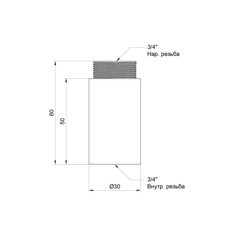 Подовжувач Thermo Alliance Standart 50х3/4" хром SD1302050 — фото 2