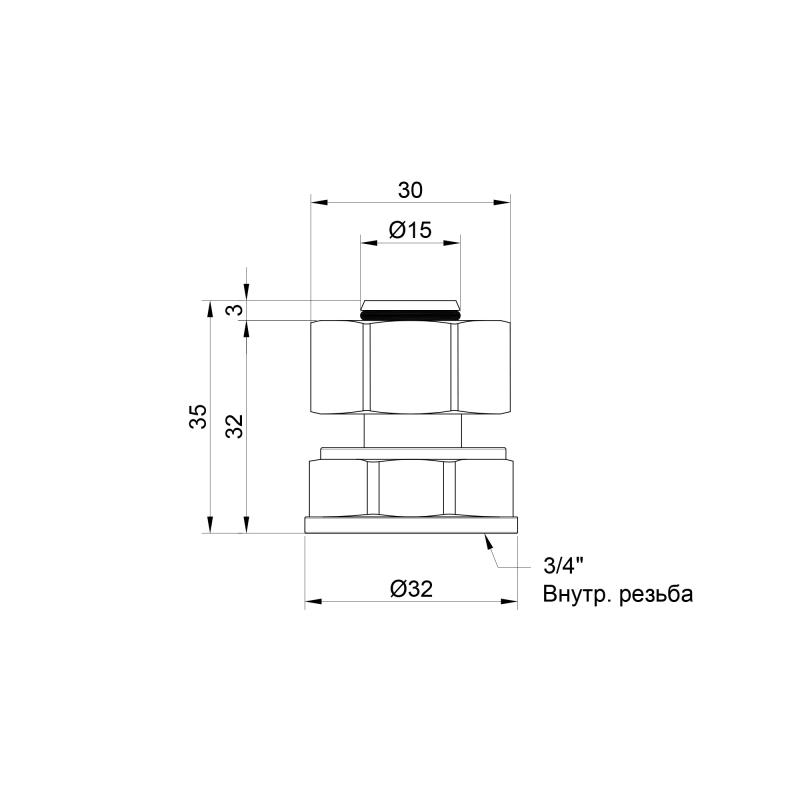 Перехідник обтискний Thermo Alliance Standart 20х3/4" ВР SD153W2020 — фото 2