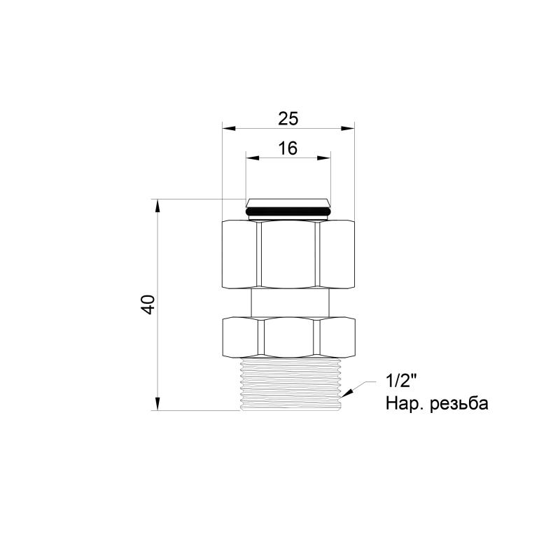 Перехідник обтискний Thermo Alliance Standart 16х1/2" ЗР SD154W1615 — фото 2