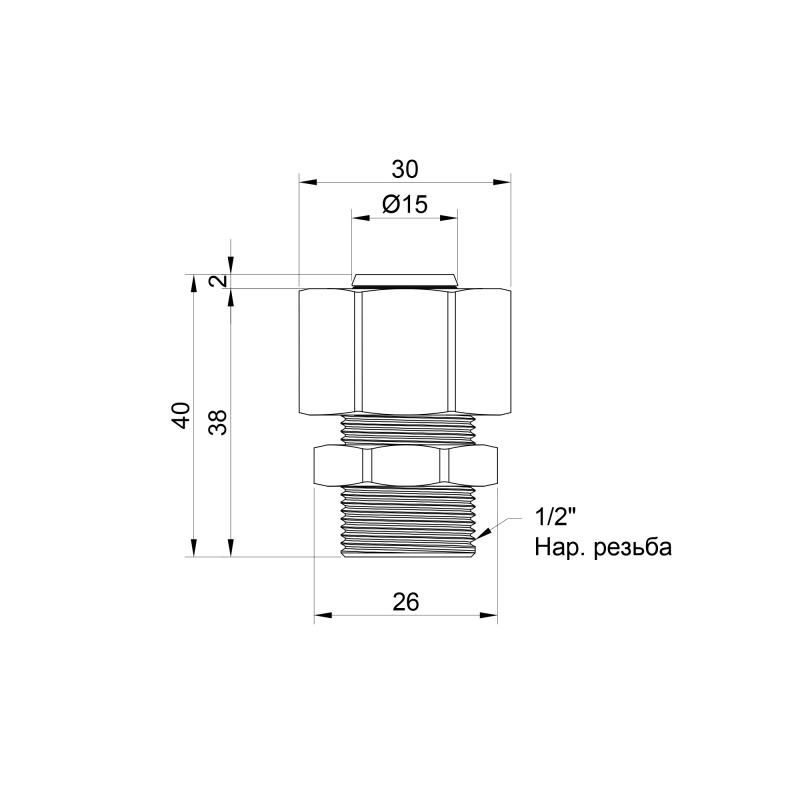 Перехідник обтискний Thermo Alliance Standart 20х1/2" ЗР SD154W2015 — фото 2