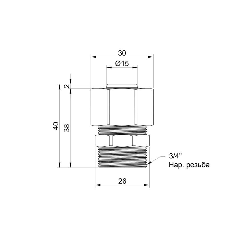 Перехідник обтискний Thermo Alliance Standart 20х3/4" ЗР SD154W2020 — фото 2