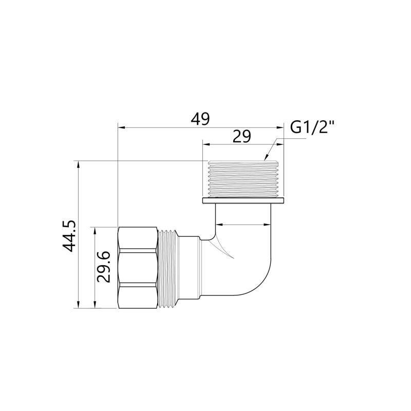 Кут обтискний Thermo Alliance Standart 20х1/2" ЗР SD157W2015 — фото 2