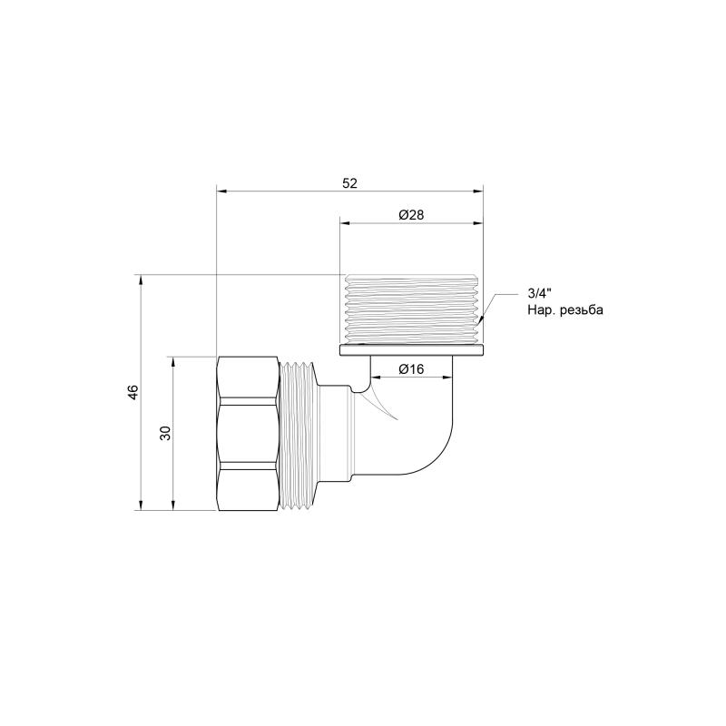 Кут обтискний Thermo Alliance Standart 20х3/4" ЗР SD157W2020 — фото 2