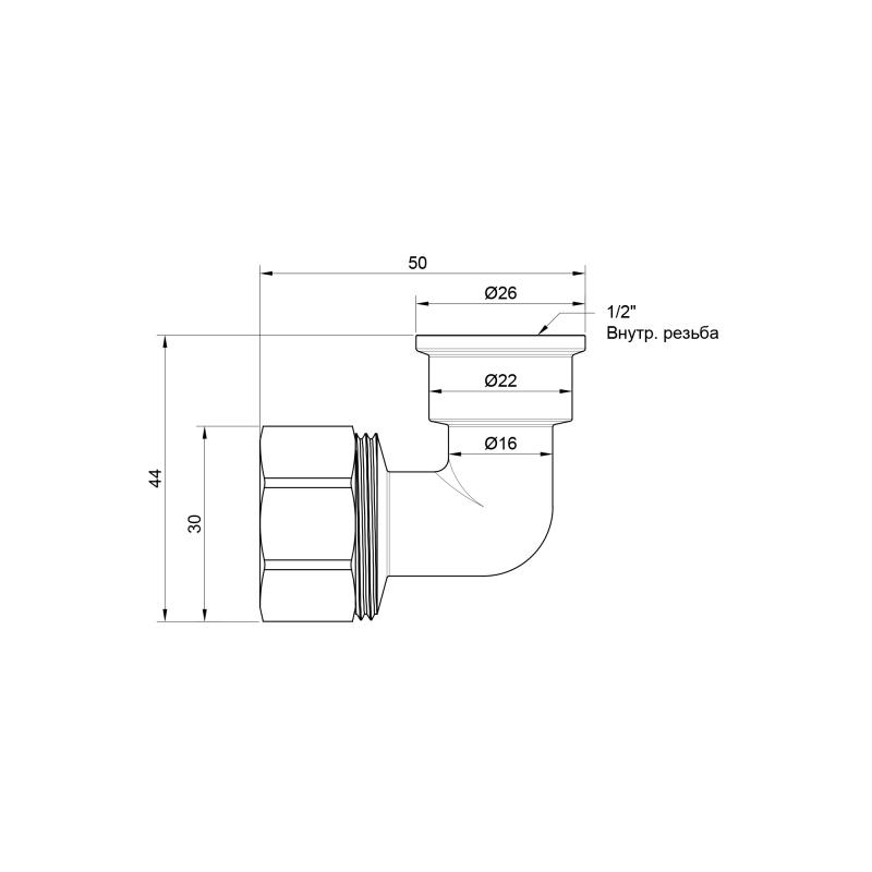 Кут обтискний Thermo Alliance Standart 20х1/2" ВР SD156W2015 — фото 2