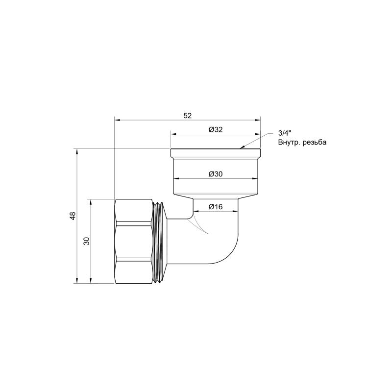 Кут обтискний Thermo Alliance Standart 20х3/4" ВР SD156W2020 — фото 2
