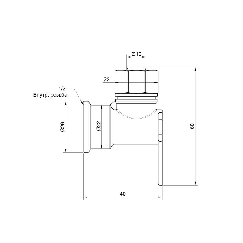 Кут обтискний Thermo Alliance Standart настінний 16х1/2" ВР SD162W1615 — фото 2