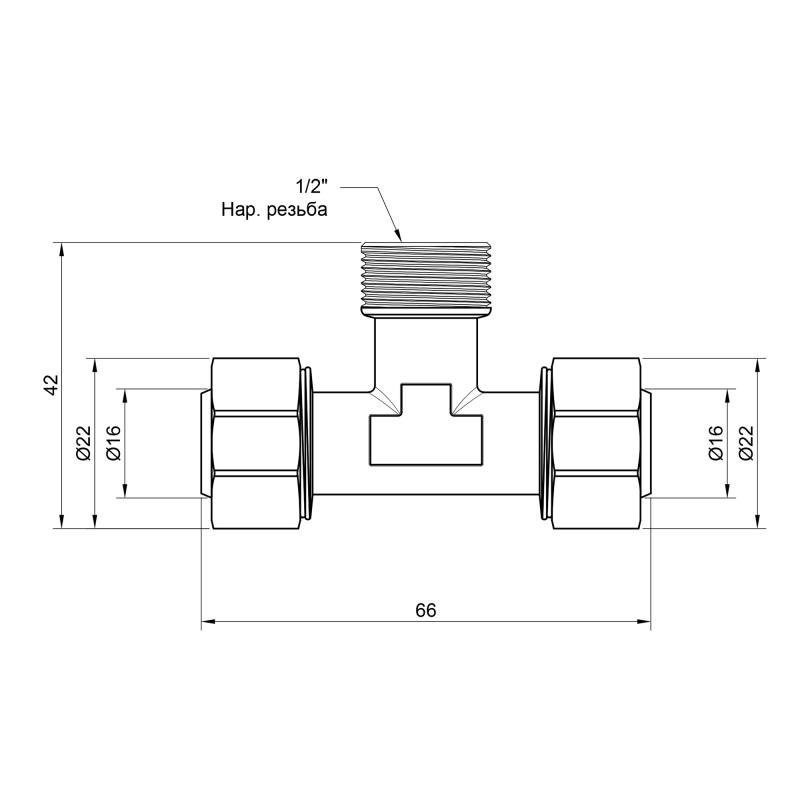 Трійник обтискний Thermo Alliance Standart 16х1/2"х16 ЗР SD160W161516 — фото 2