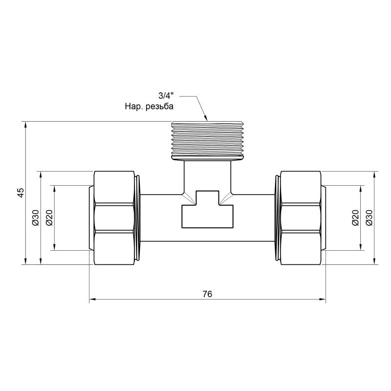 Трійник обтискний Thermo Alliance Standart 20х3/4"х20 ЗР SD160W202020 — фото 2