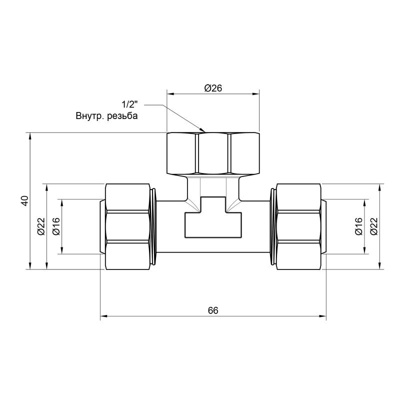 Трійник обтискний Thermo Alliance Standart 16х1/2"х16 ВР SD159W161516 — фото 2