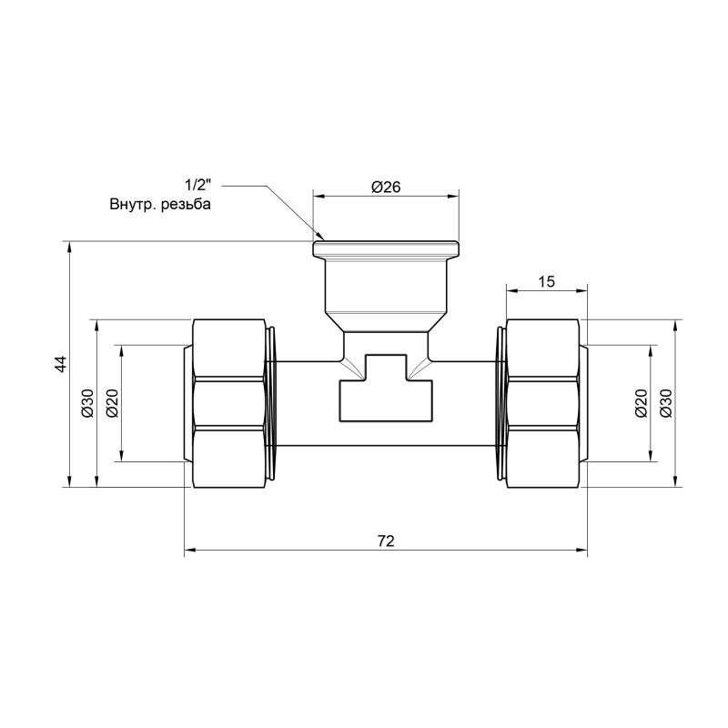 Трійник обтискний Thermo Alliance Standart 20х1/2"х20 ВР SD159W201520 — фото 2