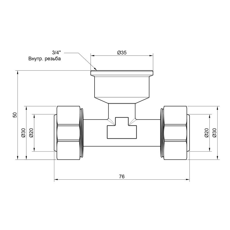 Трійник обтискний Thermo Alliance Standart 20х3/4"х20 ВР SD159W202020 — фото 2