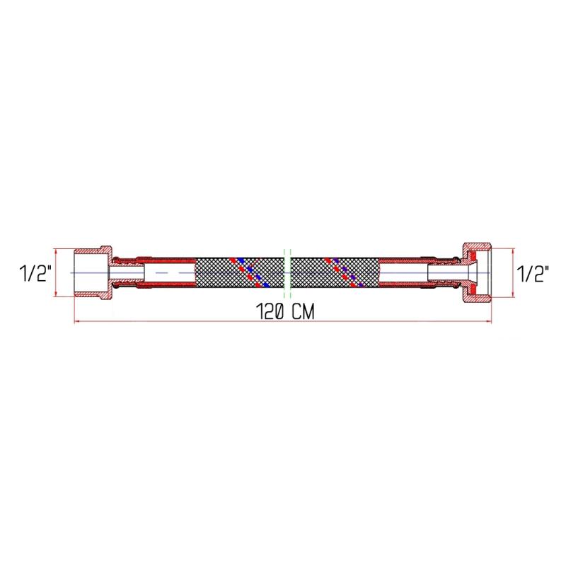 Гнучка підводка для води Thermo Alliance Forte ВЗ 120 см SF382W120 — фото 2