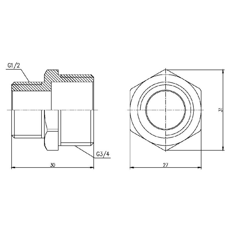 Ніпель редукційний Thermo Alliance Forte 1/2"х3/4" SF3592015 — фото 2