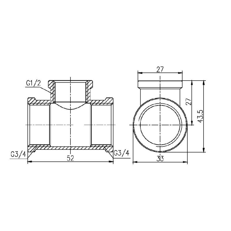 Трійник редукційний Thermo Alliance Forte 3/4"х1/2"х3/4" ВВ SF362201520 — фото 2
