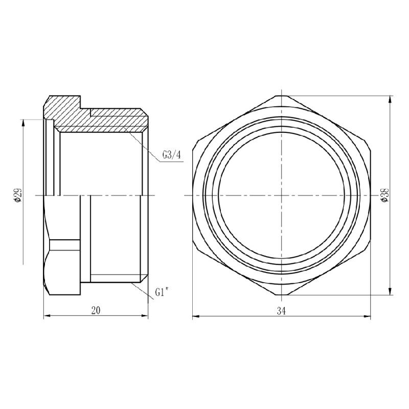 Футорка Thermo Alliance Forte 1"х3/4" ЗВ SF3742520 — фото 2