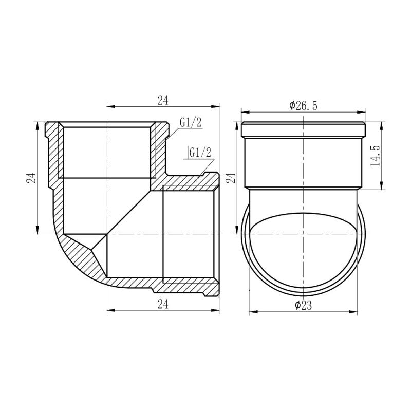 Кут Thermo Alliance Forte 1/2" ВВ хром SF368H15 — фото 2