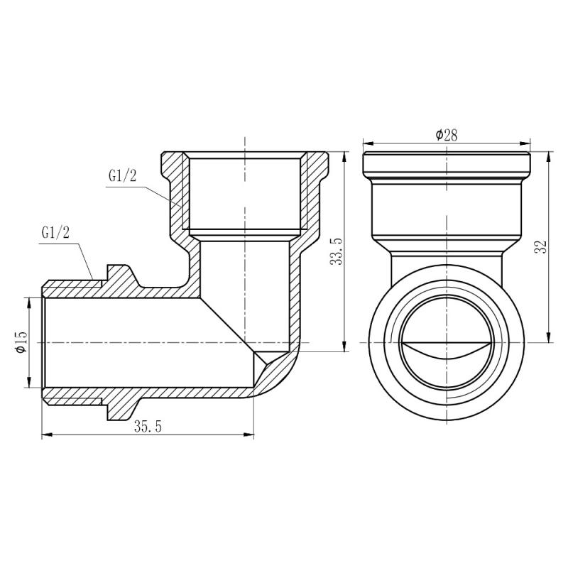 Кут Thermo Alliance Forte 1/2" ВЗ хром SF372H15 — фото 2