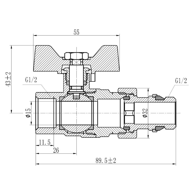 Кран кульовий "Американка" Thermo Alliance Forte 1/2" з антипротіканням прямий SF222W15 — фото 2