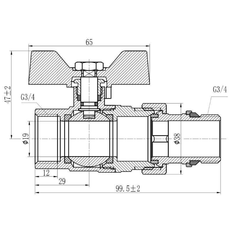 Кран кульовий "Американка" Thermo Alliance Forte 3/4" з антипротіканням прямий SF222W20 — фото 2