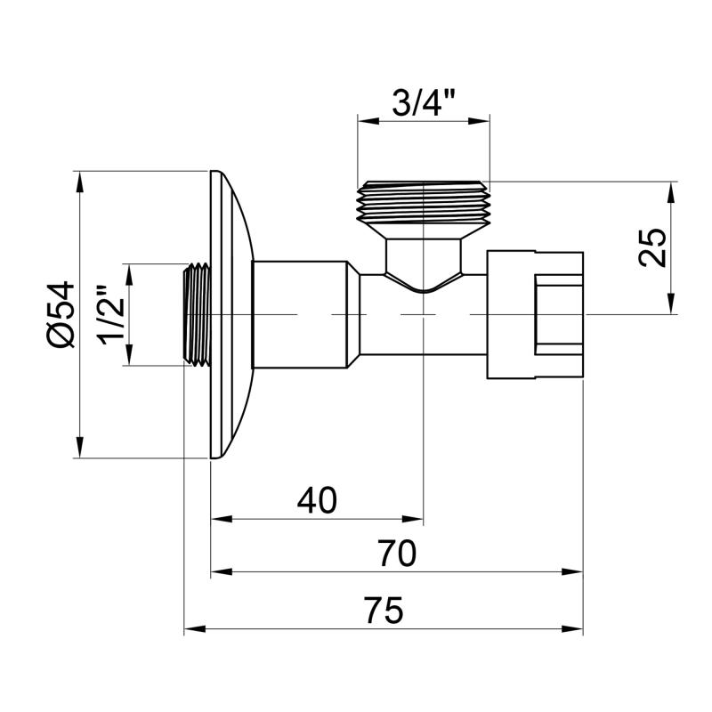 Кран приладовий буксовий Icma 1/2" х3/4" кутовий №519 — фото 2