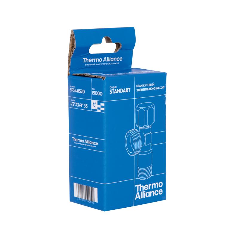 Кран кутовий Thermo Alliance Standart (ручка шестигранник) з вент.буксою 1/2"З х 3/4"З SF3441520 — фото 8