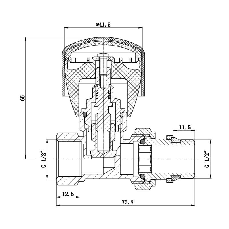 Кран радіаторний Thermo Alliance Standart Powerful 1/2" ВЗ з антипротіканням прямий SF230W15 SF230W15 — фото 2