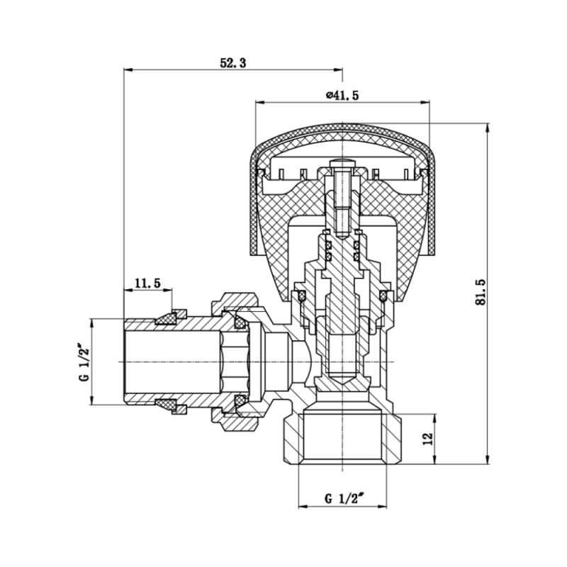Кран радіаторний Thermo Alliance Standart Powerful 1/2" з антипротіканням кутовий SF232W15 — фото 2