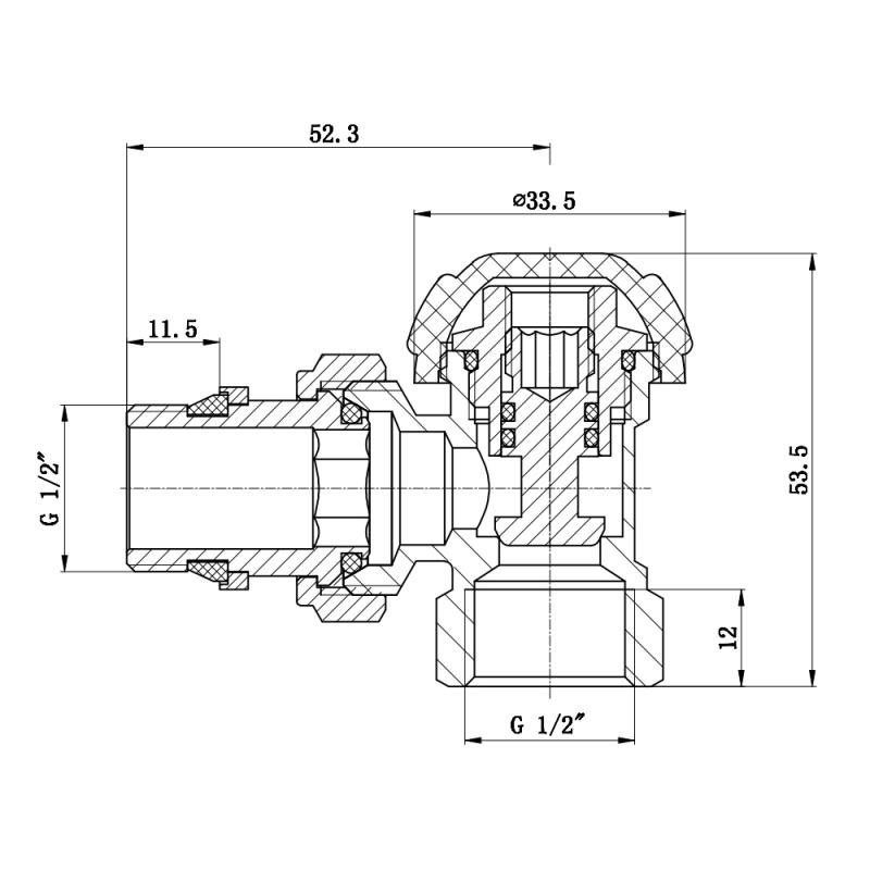 Кран радіаторний Thermo Alliance Standart Powerful 1/2" з антипротіканням кутовий SF233W15 — фото 2