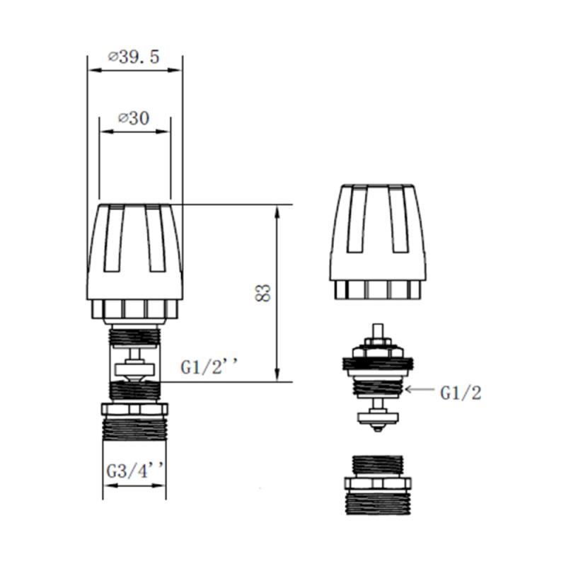 Кран термостатичний Thermo Alliance Standart 1/2"х3/4" з ручкою для колектора SFE009 — фото 2