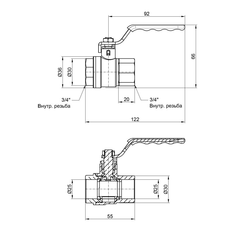 Кран кульовий Thermo Alliance Standart 3/4" ВР для води (важіль) SD600NW20PN40 — фото 2