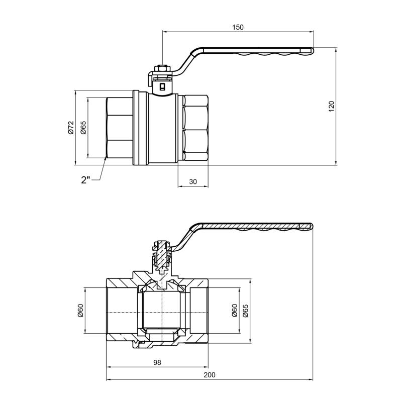 Кран кульовий Thermo Alliance Standart 2" ВР для газу (важіль) SD600NG50PN40 — фото 2