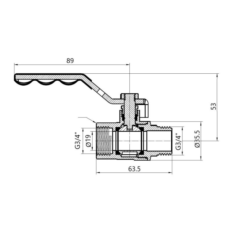 Кран кульовий Thermo Alliance Standart 3/4" ВЗ для газу (важіль) SD605NG20PN40 — фото 2
