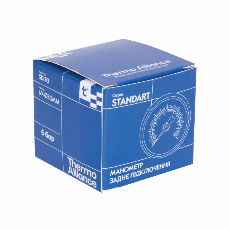 Манометр Thermo Alliance Standart 6 бар 1/4" , заднє підмикання SD1716B — фото 7