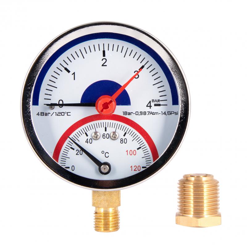 Термоманометр Thermo Alliance Standart 80 мм 1/2", нижнє підмикання SD1724B — фото 3