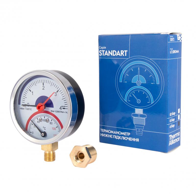 Термоманометр Thermo Alliance Standart 80 мм 1/2", нижнє підмикання SD1724B — фото 5