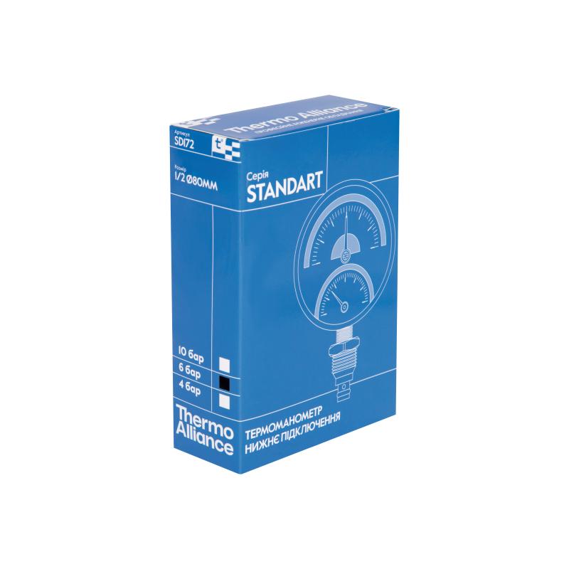Термоманометр Thermo Alliance Standart 80 мм 1/2", нижнє підмикання SD1726B — фото 9