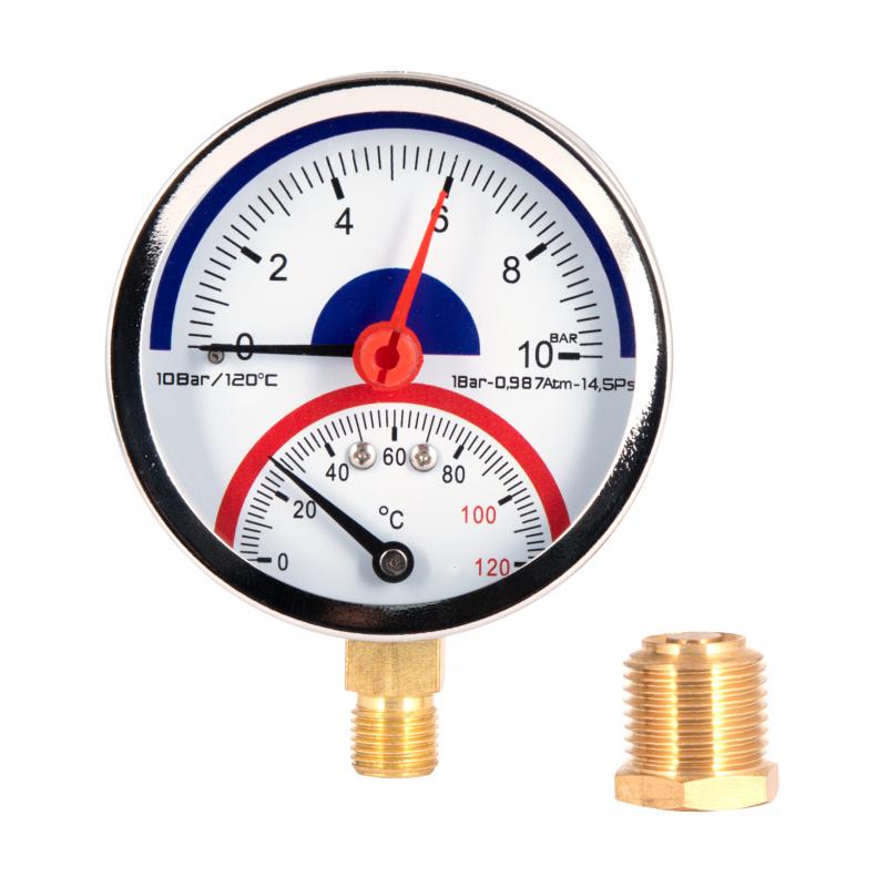 Термоманометр Thermo Alliance Standart 80 мм 1/2", нижнє підмикання SD17210B — фото 3