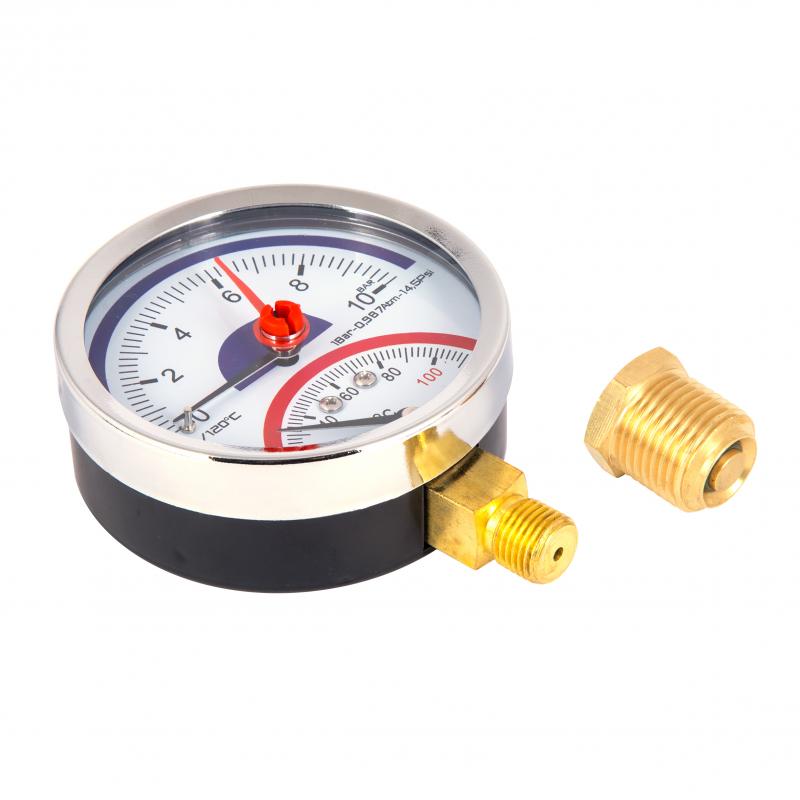 Термоманометр Thermo Alliance Standart 80 мм 1/2", нижнє підмикання SD17210B — фото 4