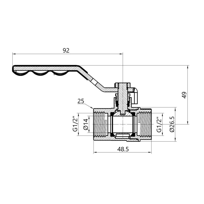 Кран кульовий Thermo Alliance Standart 1/2" ВР для газу (важіль) SD600NG15PN40 — фото 2