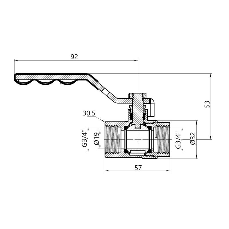 Кран кульовий Thermo Alliance Standart 3/4" ВР для газу (важіль) SD600NG20PN40 — фото 2