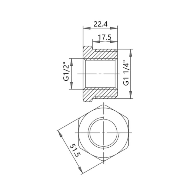 Футорка чавунна радіаторна 1" 1/4х1/2" ВЗ ліва — фото 2