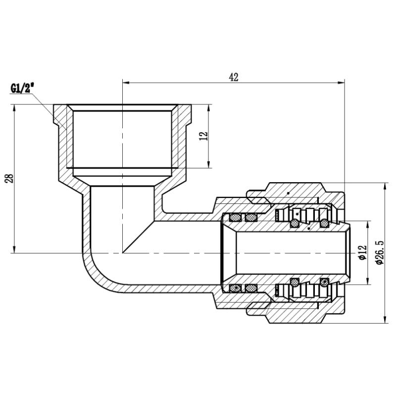 Кут обтискний Thermo Alliance Forte 16х1/2" ВР SF174W1615 — фото 2