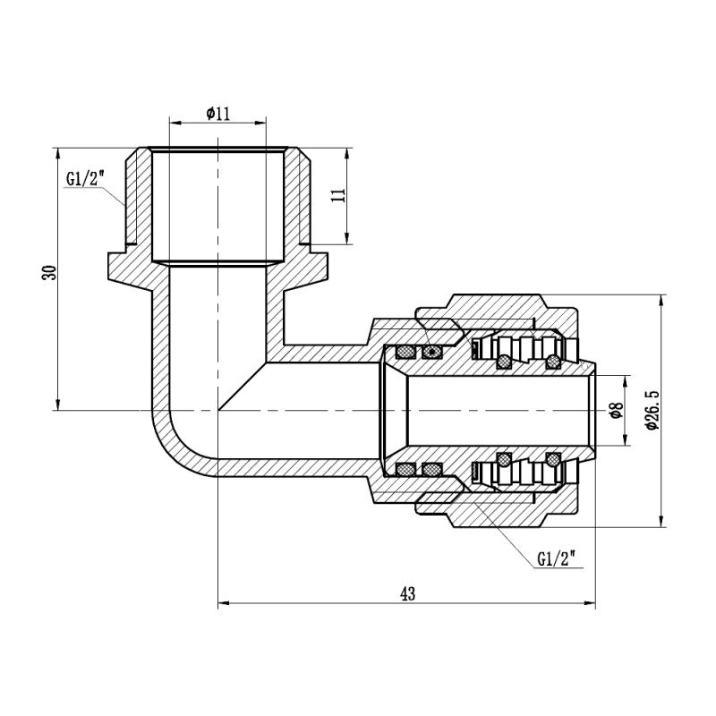 Кут обтискний Thermo Alliance Forte 16х1/2" ЗР SF175W1615 — фото 2