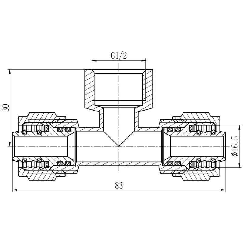 Тройник обтискний Thermo Alliance Forte 16х1/2"х16 ВР SF177W161516 — фото 2