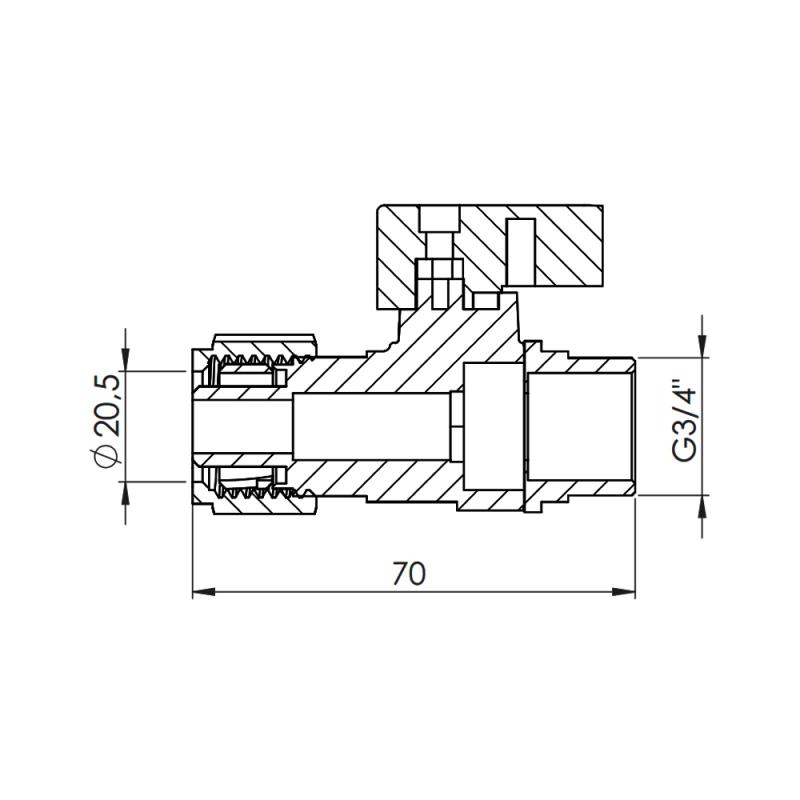 Кран кульовий обтискний Thermo Alliance Forte 20х3/4" ЗР SF262W20 — фото 2