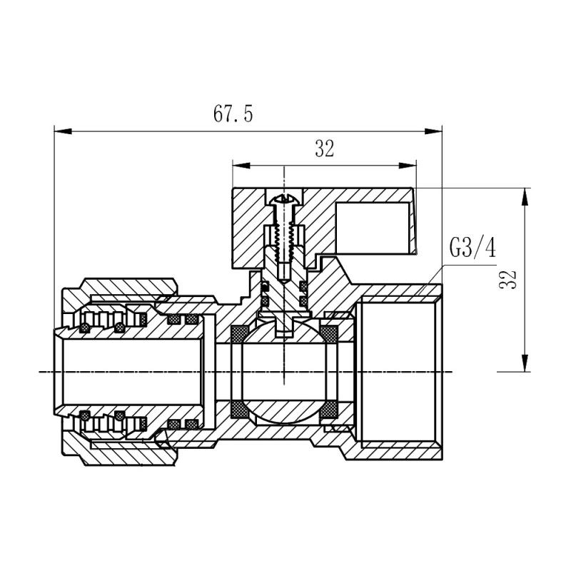 Кран кульовий обтискний Thermo Alliance Forte 20х3/4" ВР SF264W20 — фото 2