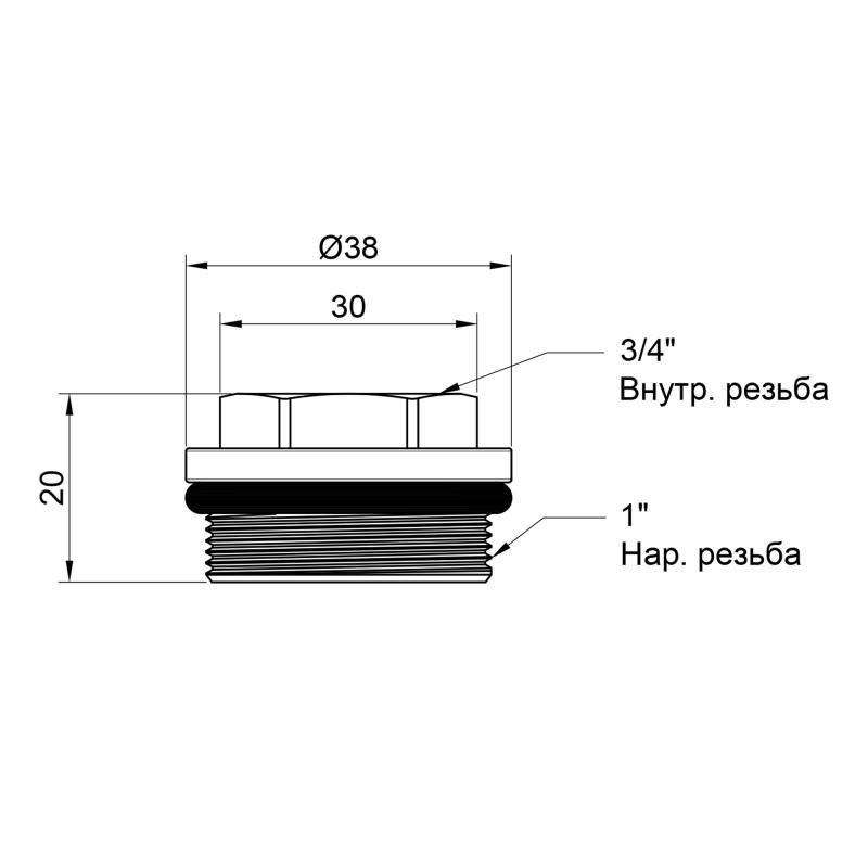 Футорка для колектора Thermo Alliance Standart 1"х3/4" ВЗ SD35420 — фото 2