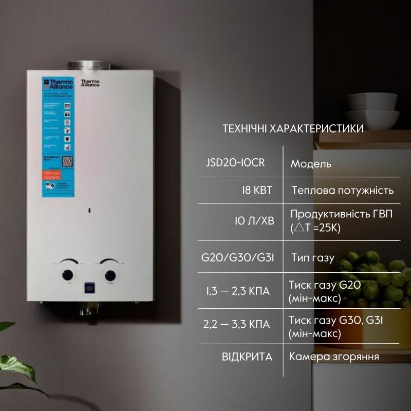 Колонка газова димохідна Thermo Alliance JSD20-10CR 10 л White — фото 3