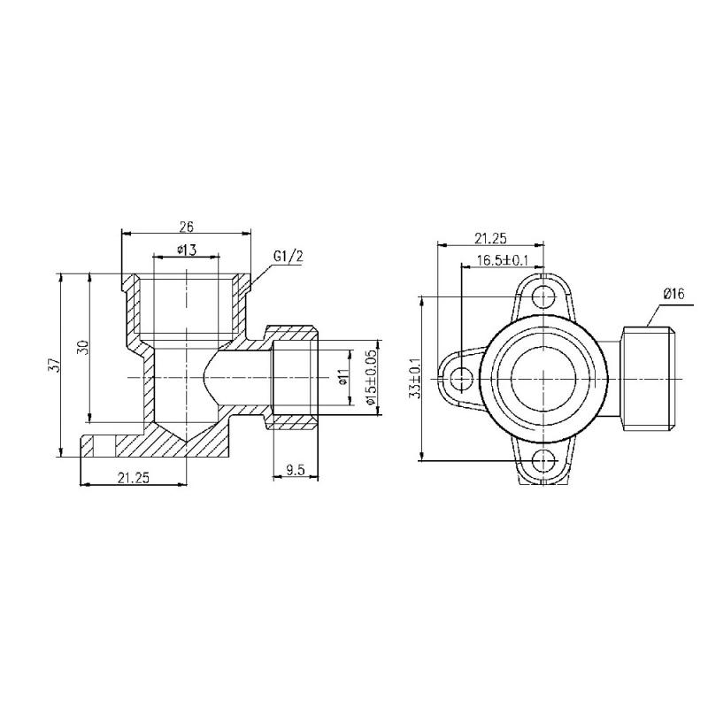 Кут обтискний настінний Thermo Alliance Forte 16х1/2" ВР SF179W1615 — фото 2